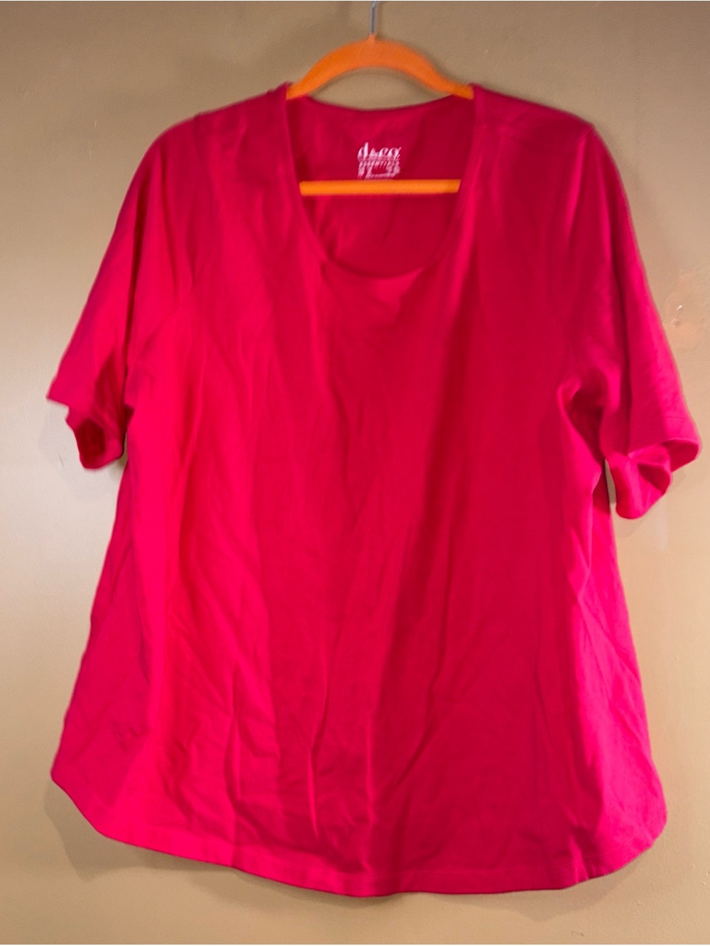 HC797 Denim & Co Essentials V Neck Shirt Pink Sz 1XPull On A453961 Women